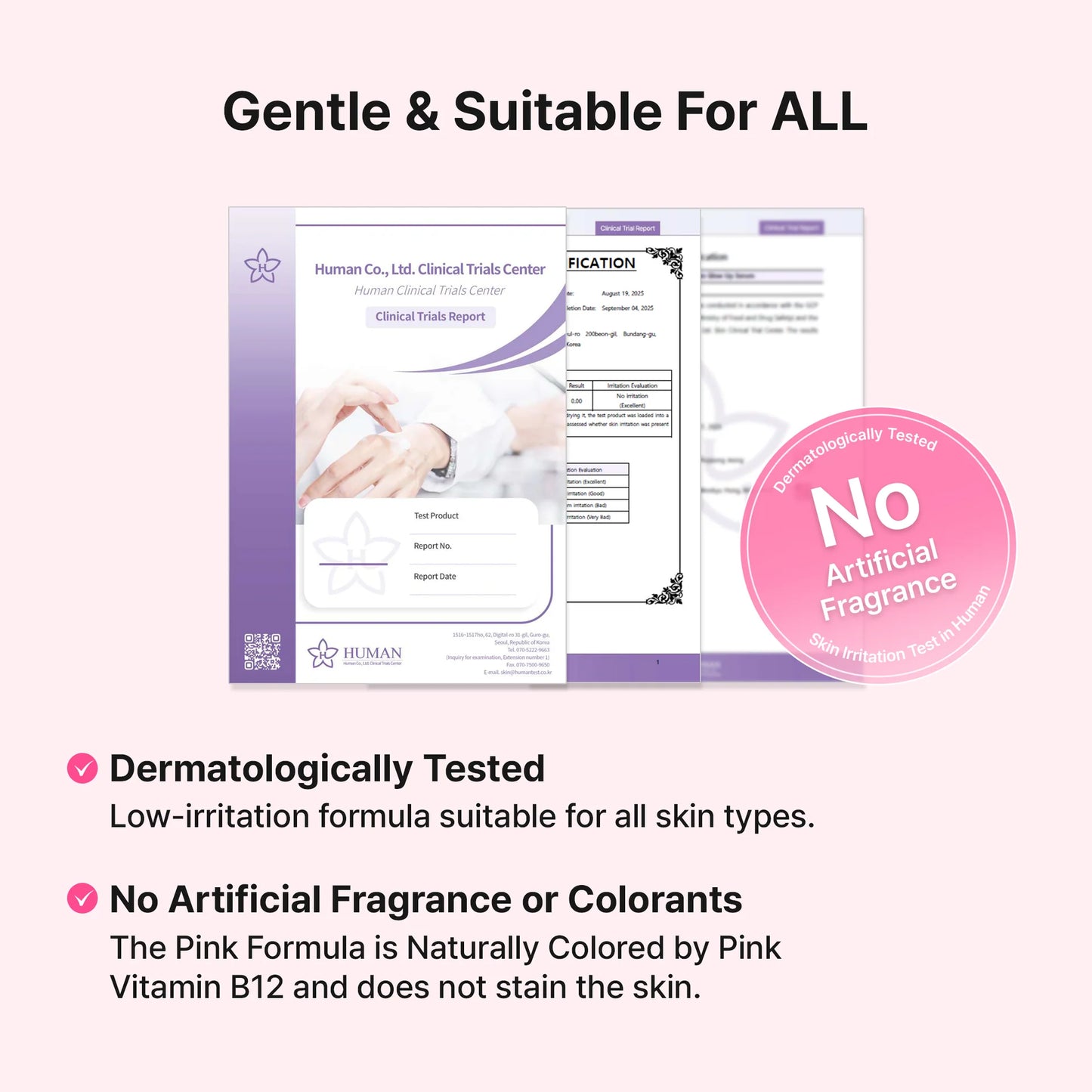 Product packaging with clinical trial information and a 'No Artificial Fragrance' label on a white background.