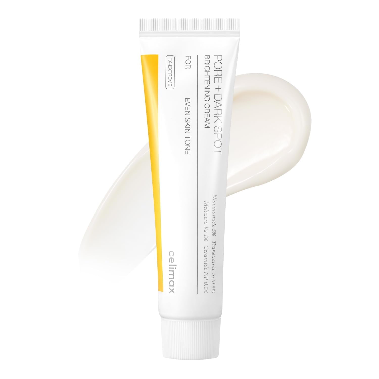 Tube of Calinax Pore + Dark Spot Cream on a white background