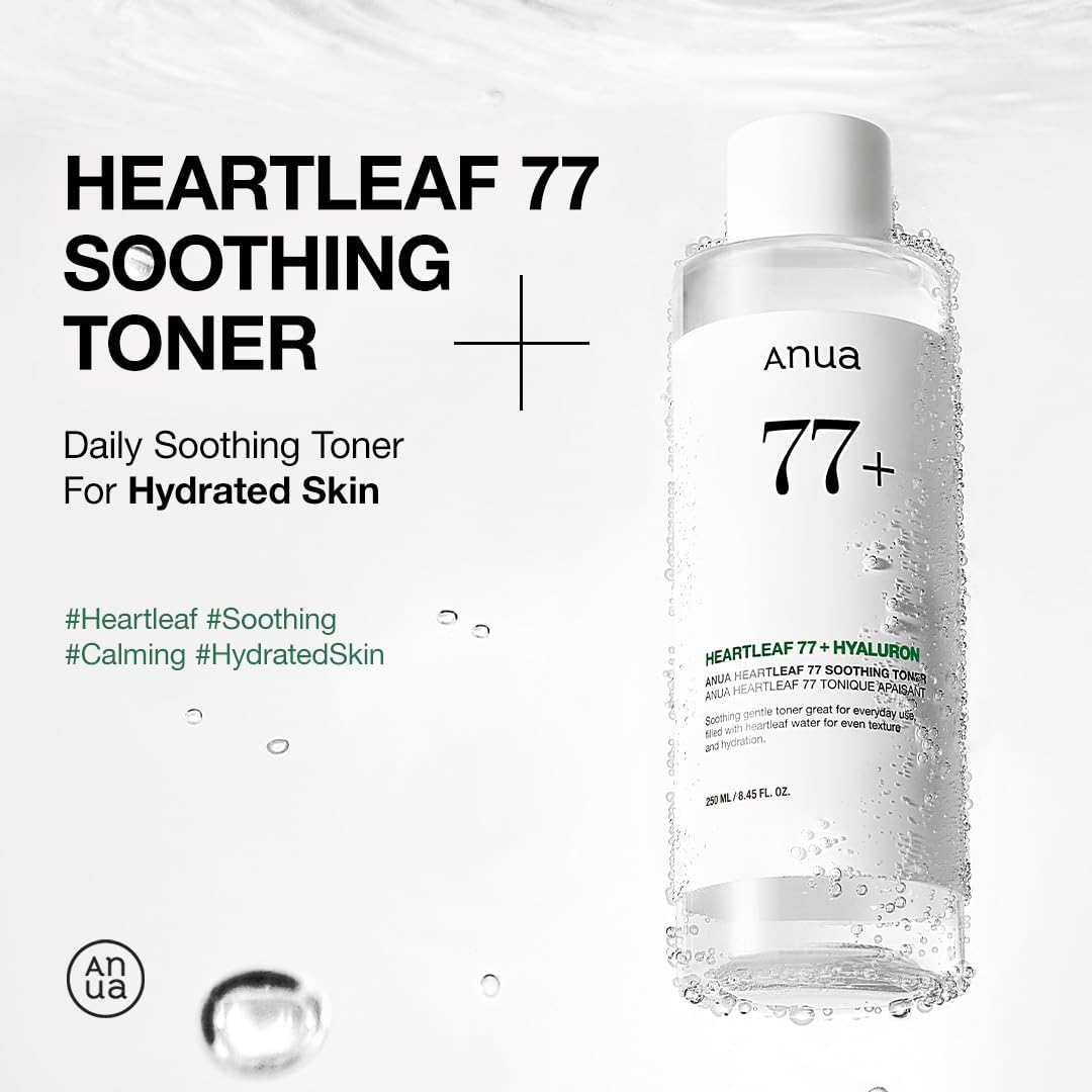 Anua Heartleaf 77+ Soothing Toner bottle on a white background