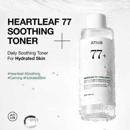 Anua Heartleaf 77+ Soothing Toner bottle on a white background