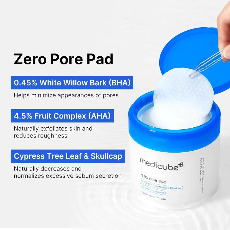 Zero Pore Pad with ingredients listed on a white background