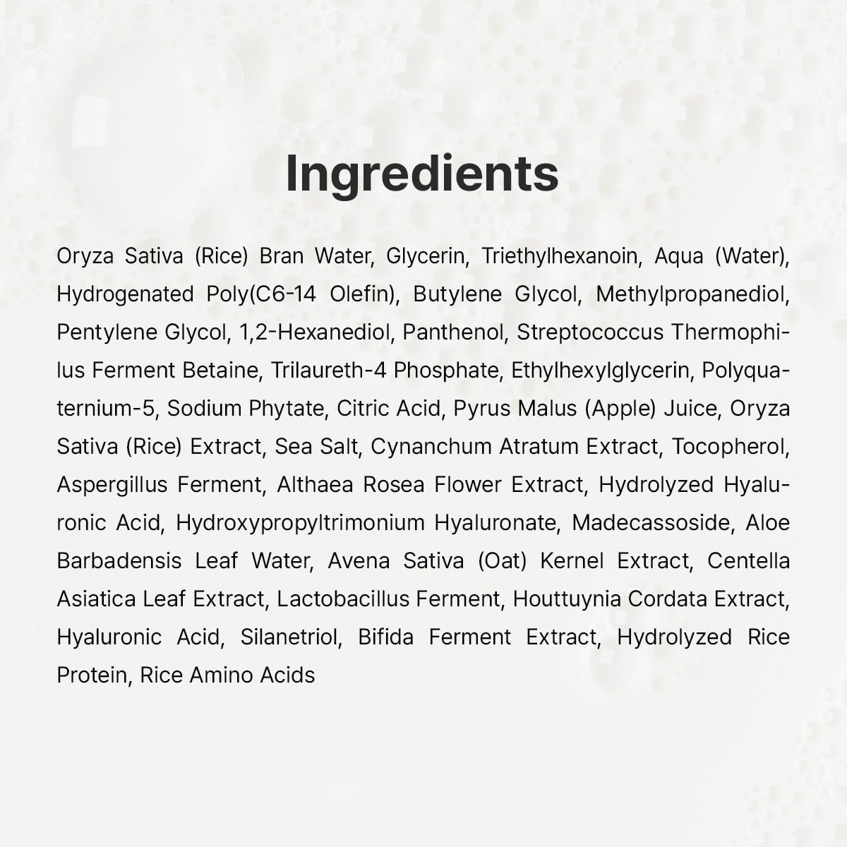 List of ingredients on a white background