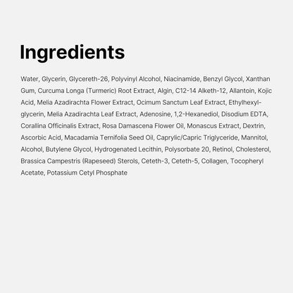 List of ingredients on a white background