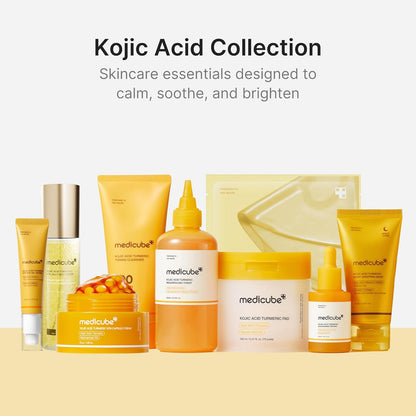 Kojic Acid Collection skincare products on a beige background