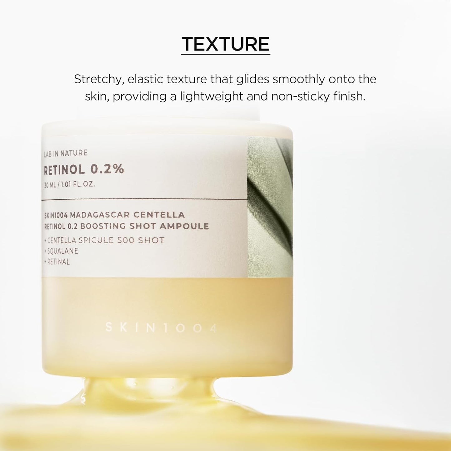 Skintox skincare product with text about texture and features.