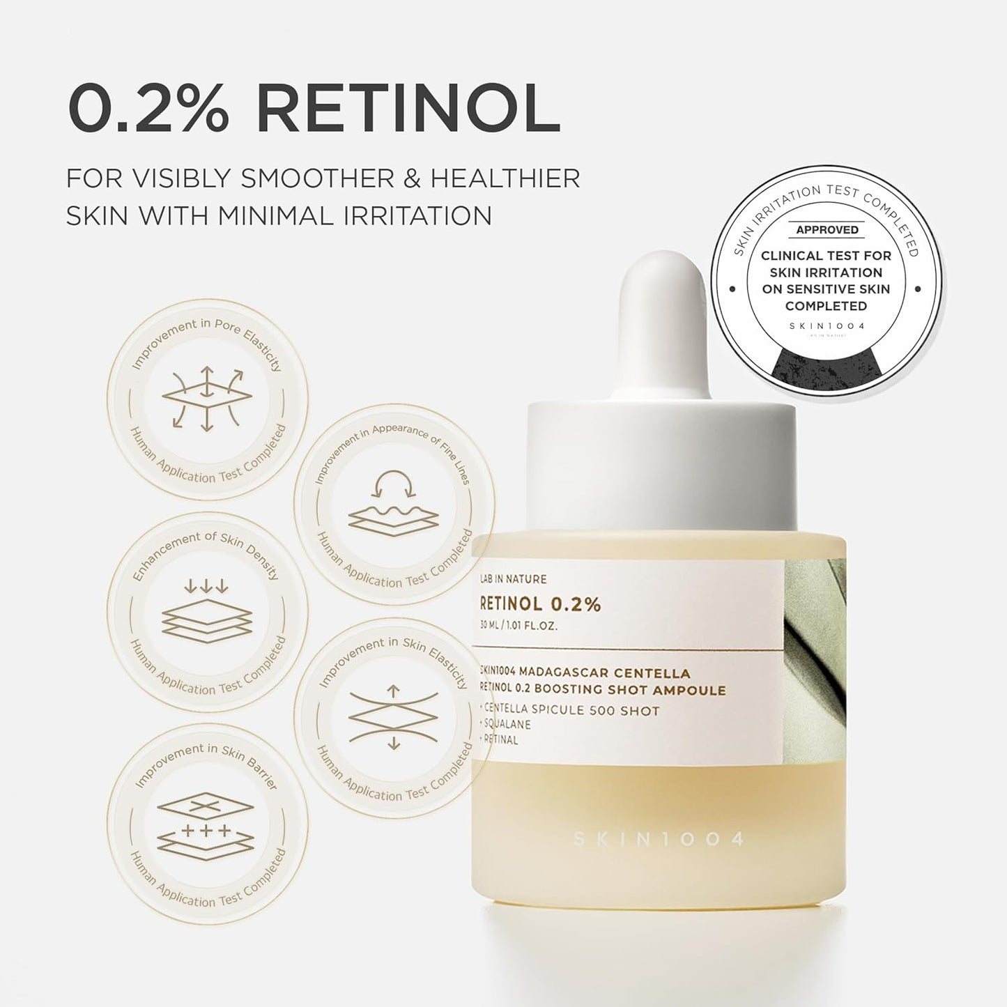 Skincare product with 0.2% Retinol on a white background