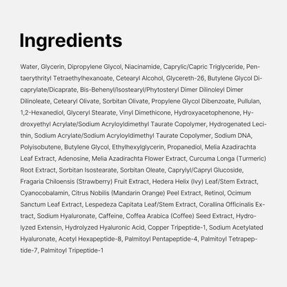 List of ingredients on a white background