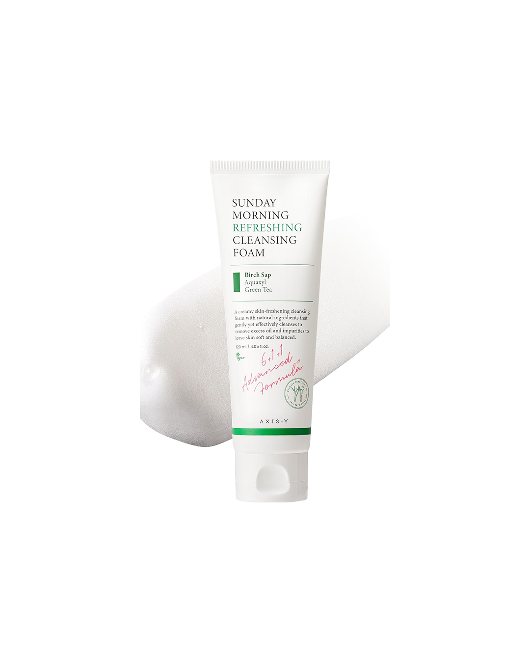 Tube of Sunday Morning Refreshing Cleansing Foam on a white background