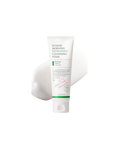 Tube of Sunday Morning Refreshing Cleansing Foam on a white background