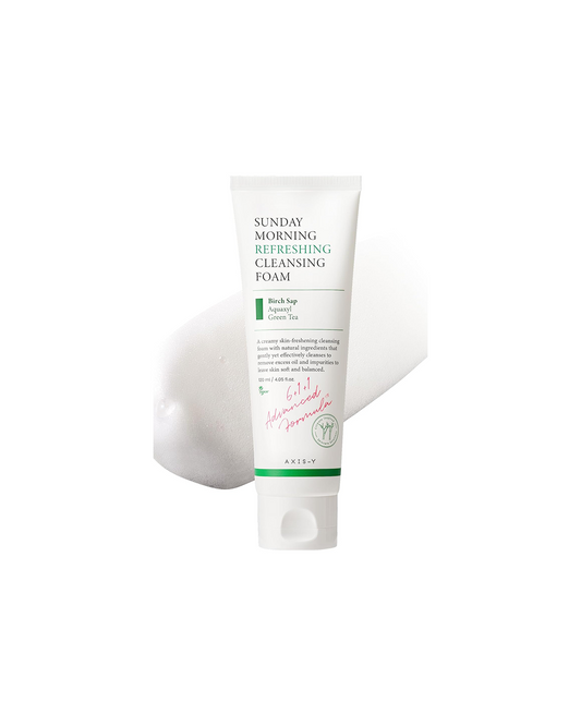 Tube of Sunday Morning Refreshing Cleansing Foam on a white background