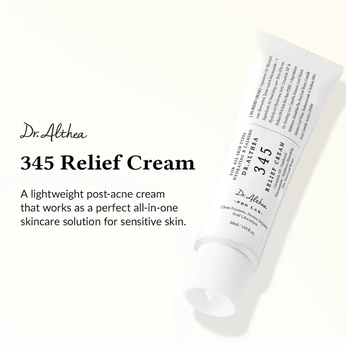 Dr. Althea 345 Relief Cream tube on a white background