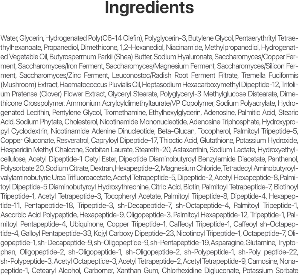 List of ingredients on a white background