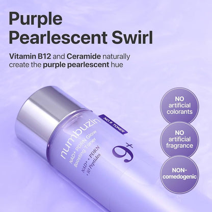 Purple bottle with 'numbuzin' on a light purple background, featuring text about ingredients and properties.
