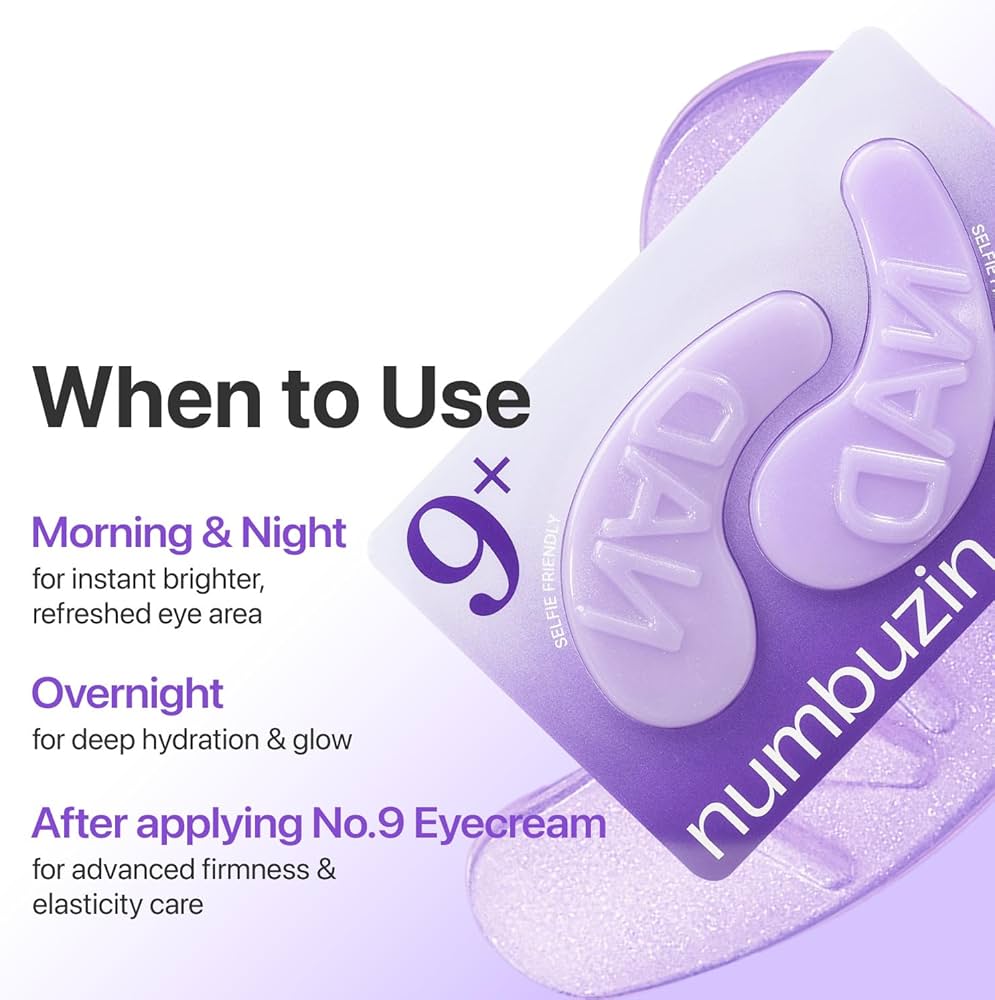 Numbuzin eye cream packaging with usage instructions on a white background