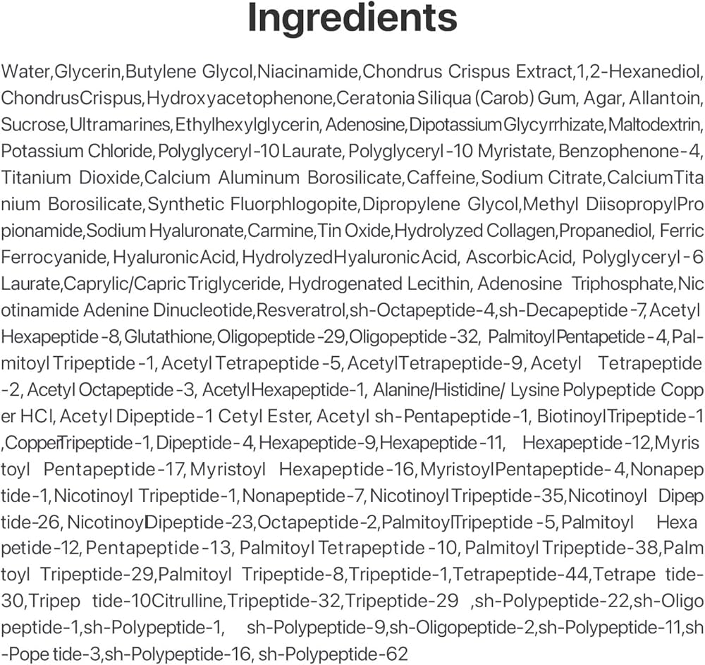 List of ingredients on a white background