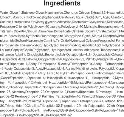 List of ingredients on a white background