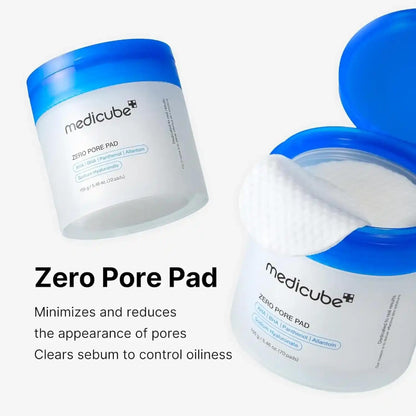 Medicube Zero Pore Pad packaging with text on a white background