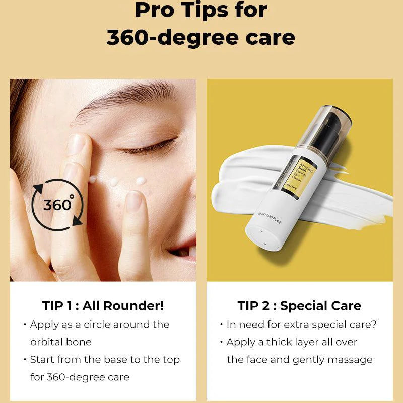 Cosrx skincare product with application tips on a beige background