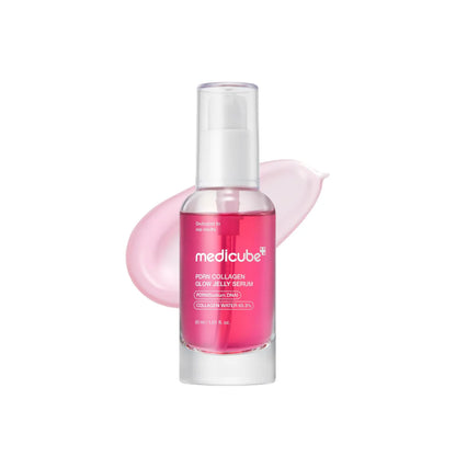 Medicube pink serum bottle with a white cap on a white background